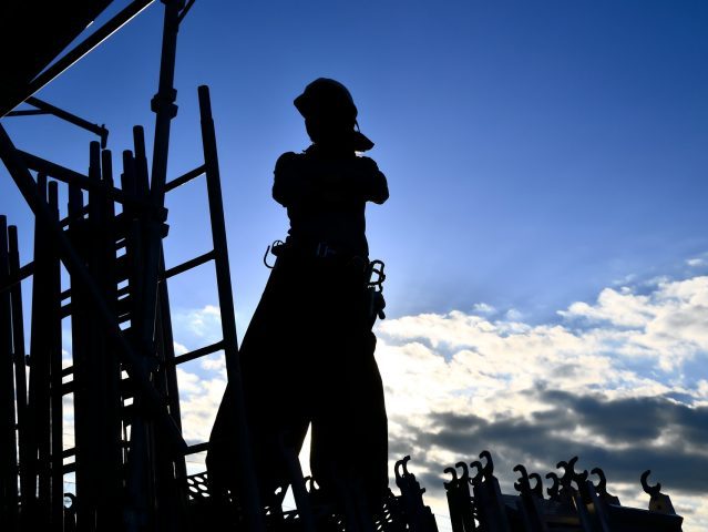 Japanese steeplejack in the early morning